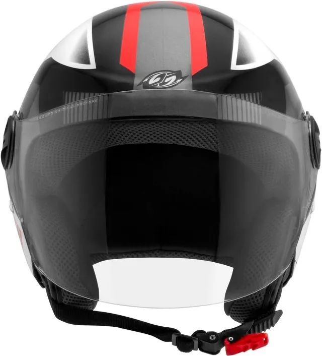 Capacete Aberto New Liberty Three Preto Vermelho Branco Brilhante Protork - Foto 3