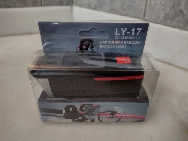 Farol de Bike recarregável Solar/USB com 3 modos LED e buzina integrada - Foto 2