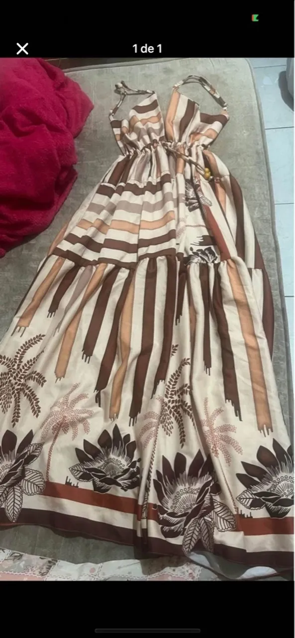 Vestido Longo Estampado Tropical
