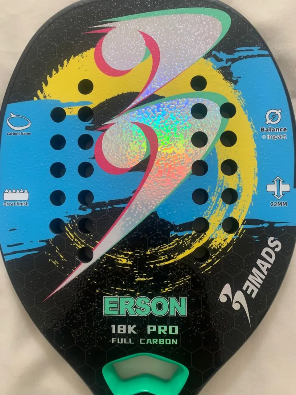 Raquete de Beach Tennis Erson 18K Pro Full Carbon