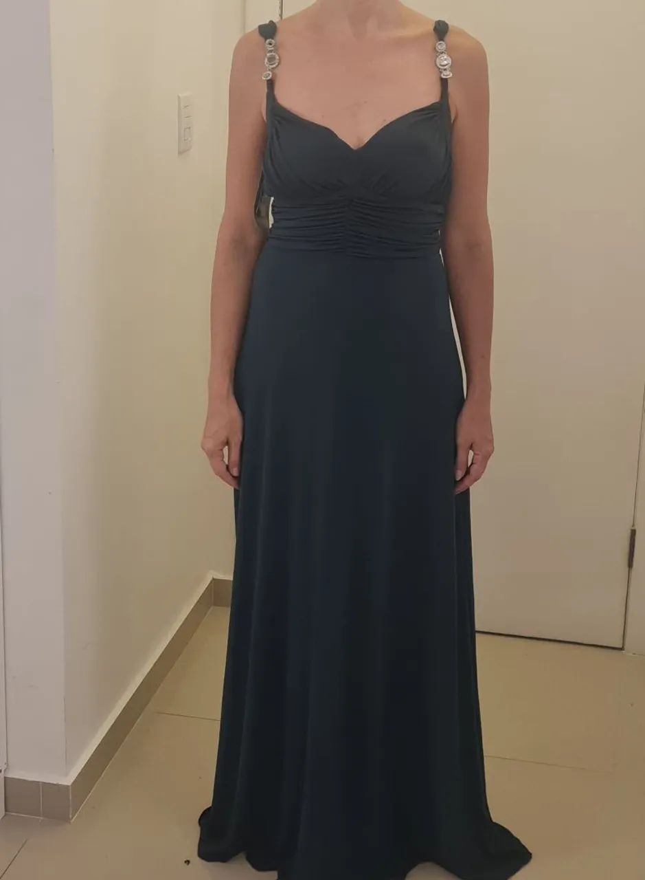 Vestido verde Escuro com Strass