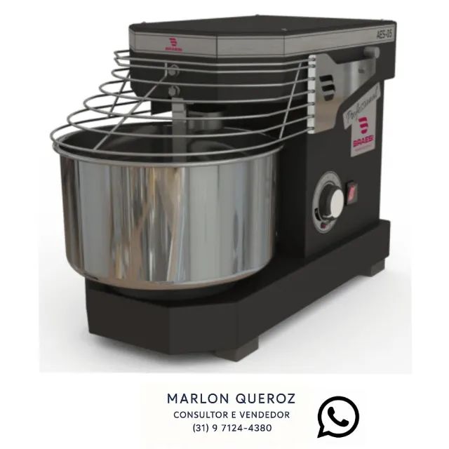  Amassadeira Espiral 5kg Braesi Preta Bivolt 10 Velocidades AES-05