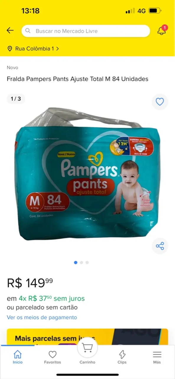 Fralda Pampers Pants Ajuste Total M 84 Unidades