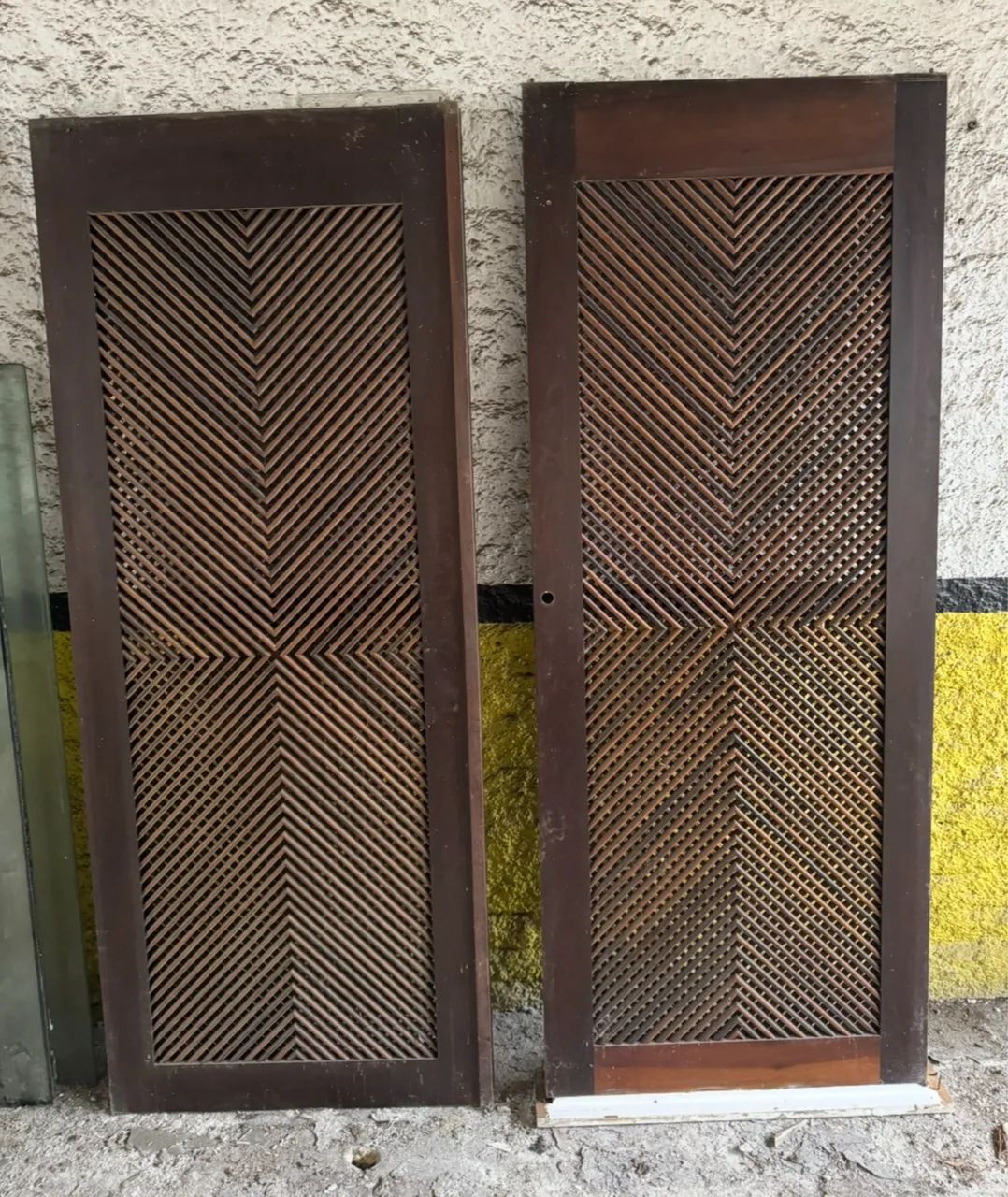 Double Sliding Door Black Brown Solid Wood64385505076737122