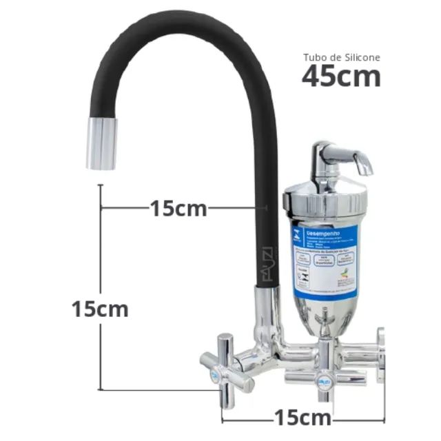 Torneira cozinha ou área gourmet com filtro parede 1/4 de volta - Foto 3