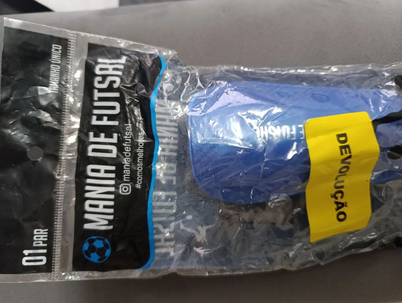 Caneleira azul tamanho único mania de futebol 