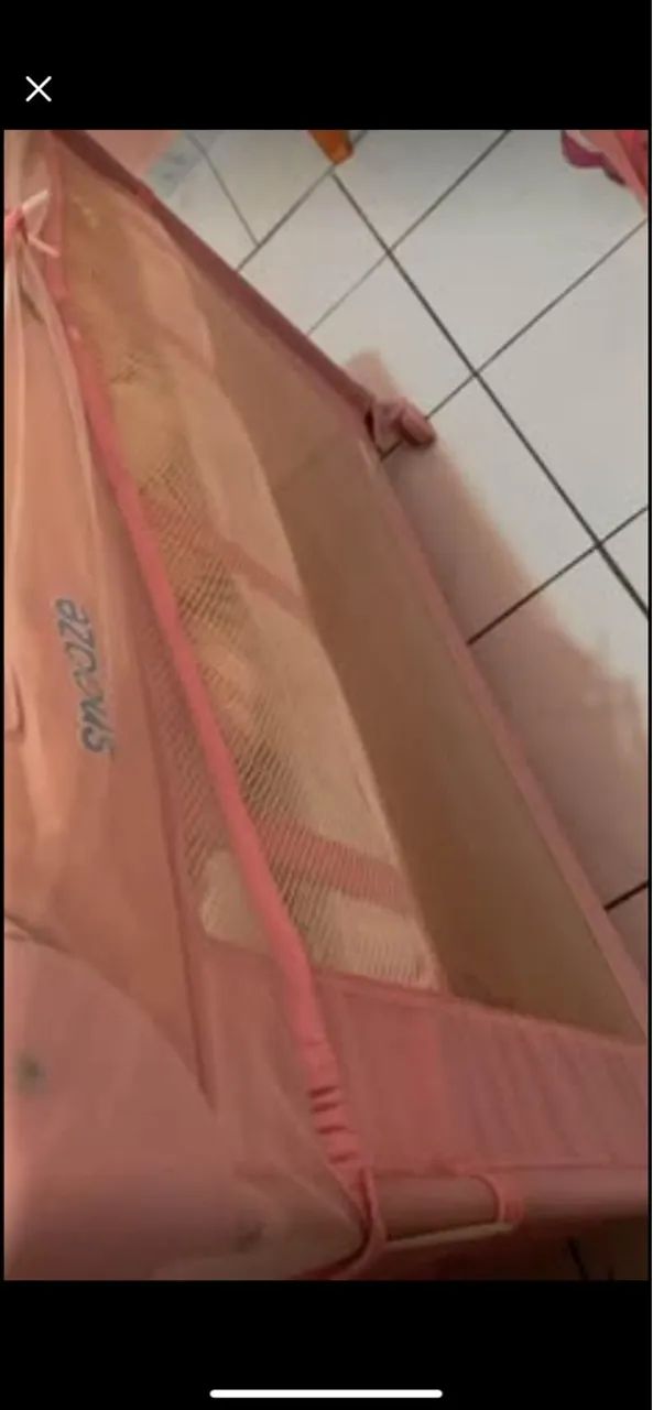 Berço quadrado com mosquiteiro rosa - Foto 3