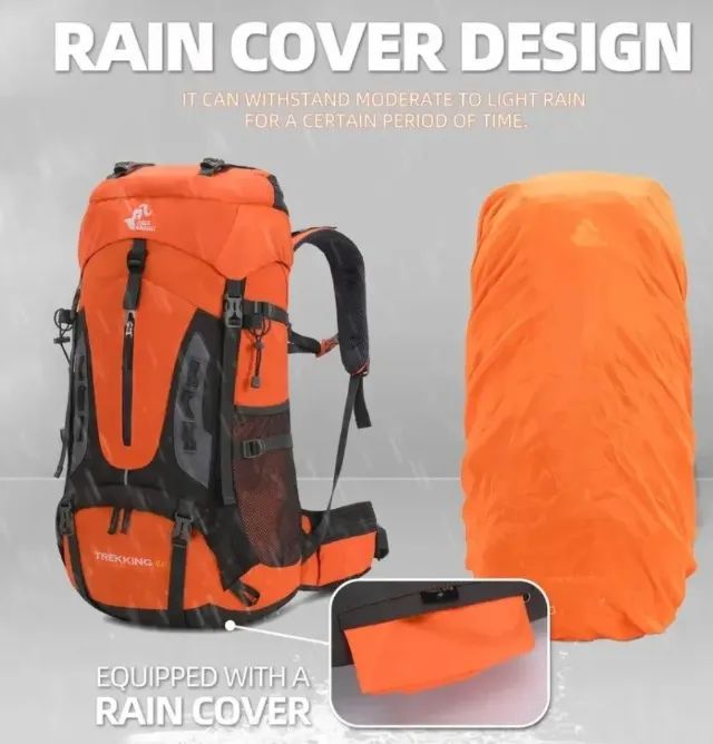 Mochila Trilha Camping 60 Litros Laranja - Foto 4