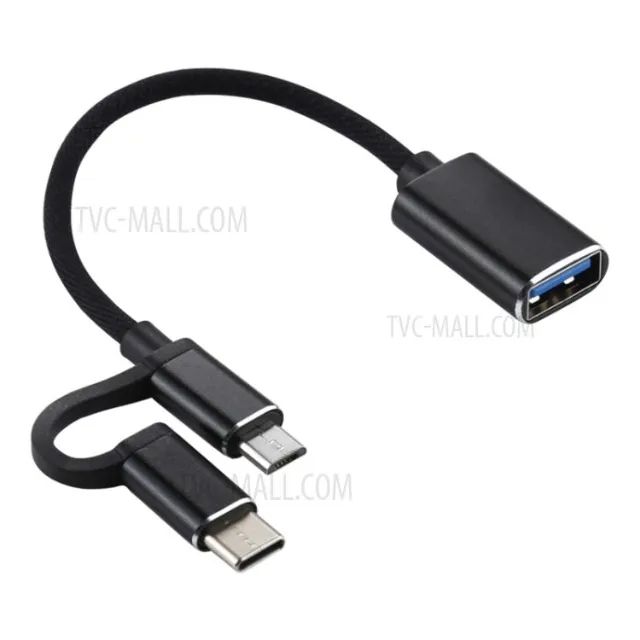 Cabo Adaptador Otg 2 Em 1 Micro-usb V8 Ou Tipo-c P/ Usb 3.0 - Foto 2