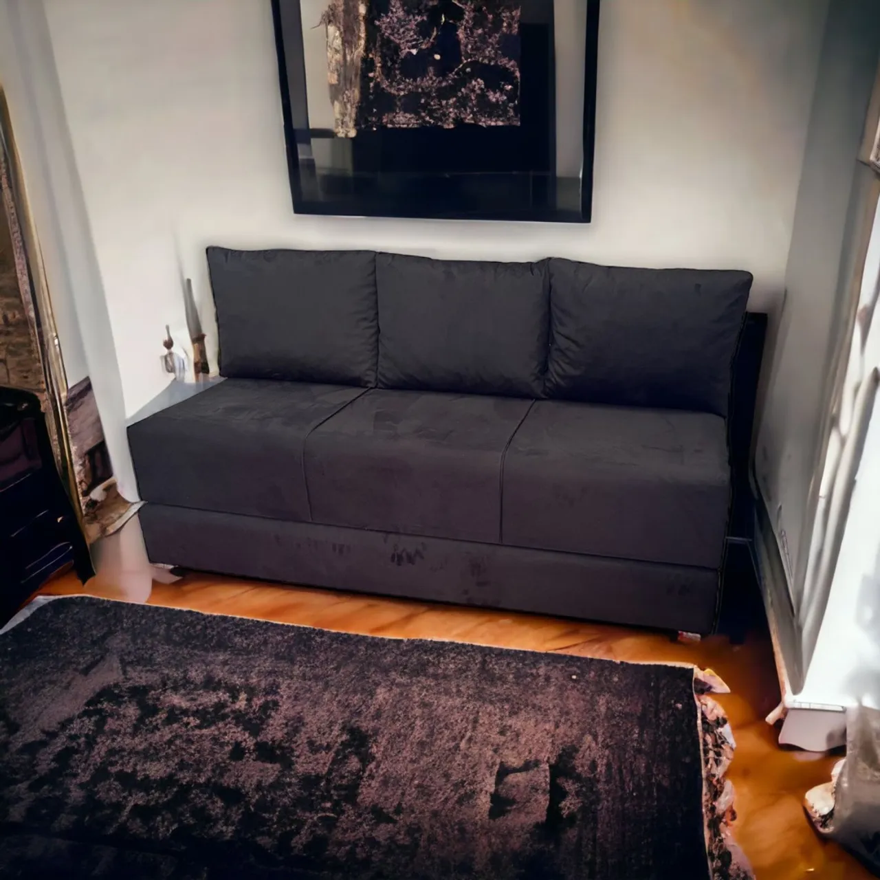 Sofá de três lugares cama de casal em uma peça apenas novos de fábrica
