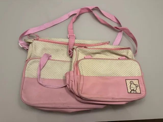 Conjunto de 2 bolsas de maternidade impermeável na cor rosa - Foto 3