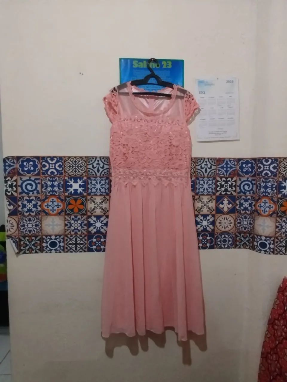Vestido de renda, rosa. - Foto 2