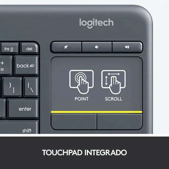 Teclado Sem Fio Logitech K400 Plus Com Touchpad P/ TV e PC Layout PT ABNT2 - Foto 3
