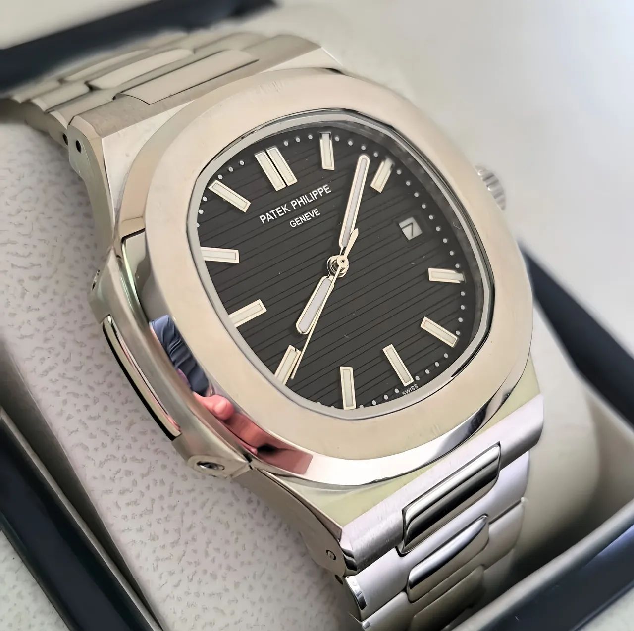 Relógio Patek Philippe Geneve Nautilus Automático Fundo de Vidro Aço Inoxidável - Novo - Foto 3