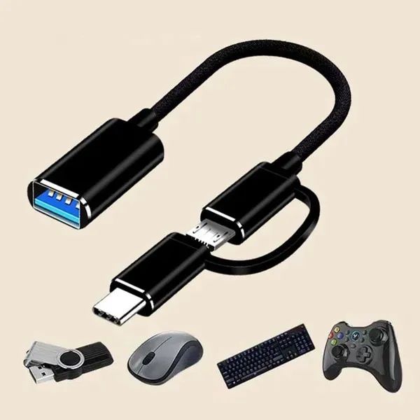 Cabo Adaptador Otg 2 Em 1 Micro-usb V8 Ou Tipo-c P/ Usb 3.0 - Foto 3