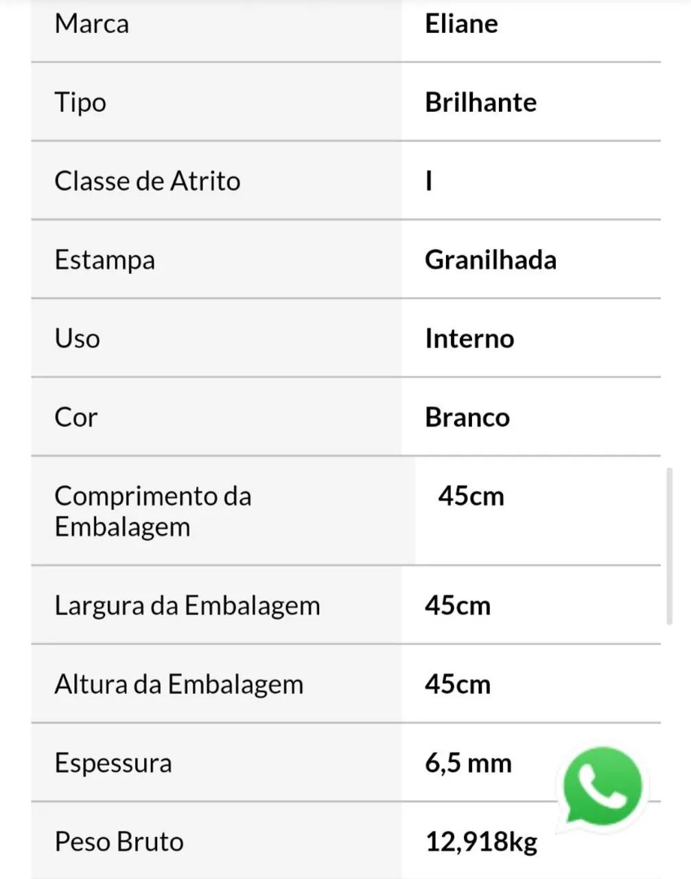 Piso Porcelanato Eliane Plus White 45x45 - Cx 2,430m² - Foto 4