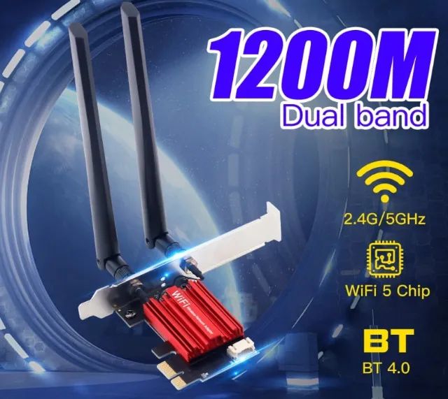Placa de Rede Wifi 5 e Bluetooth 4.0 PCIe