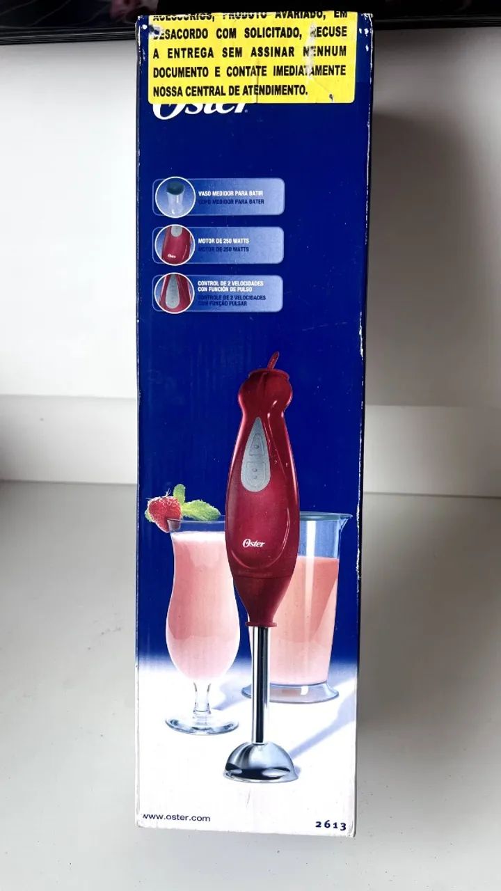 Mixer/Batedeira de Imersão Oster Vermelho 250W com Copo Medidor