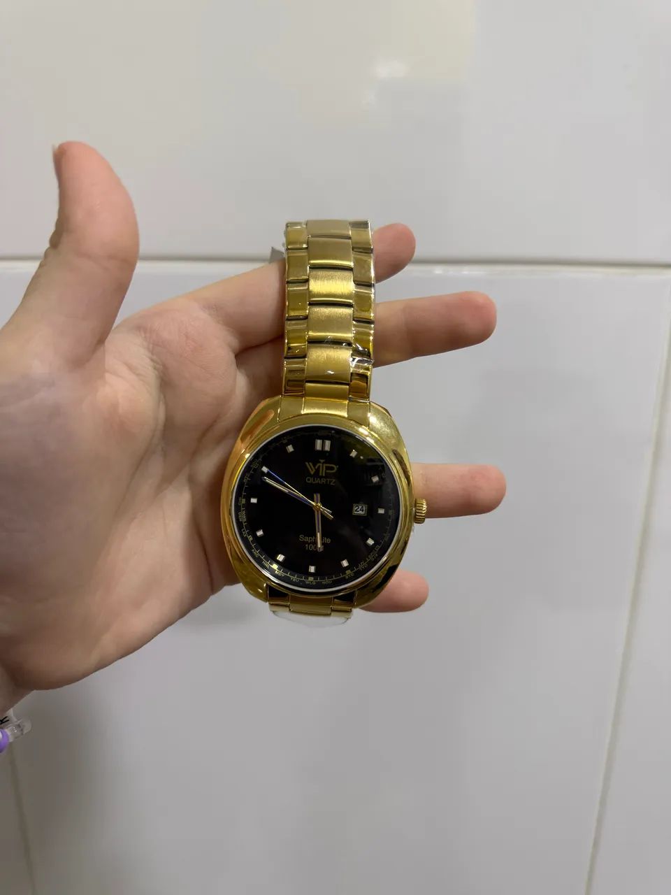 Relógio vip dourado amarelo - Foto 2