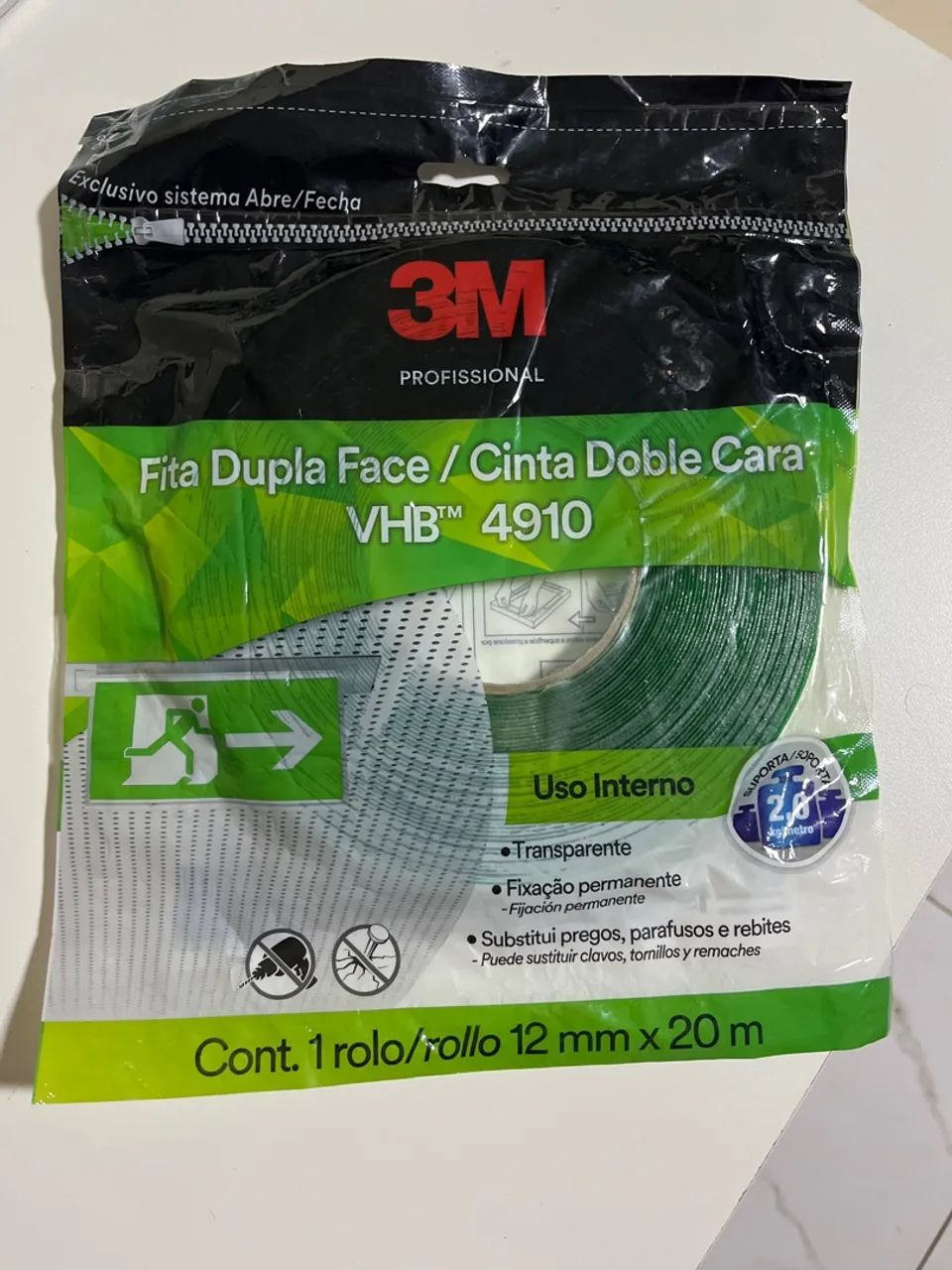 Fita dupla face transparente, marca 3M