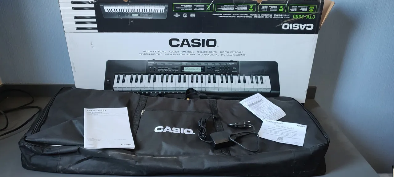 Teclado Casio CTK-3500 - Estado de Novo! Kit Completo Original + Capa e Estante!