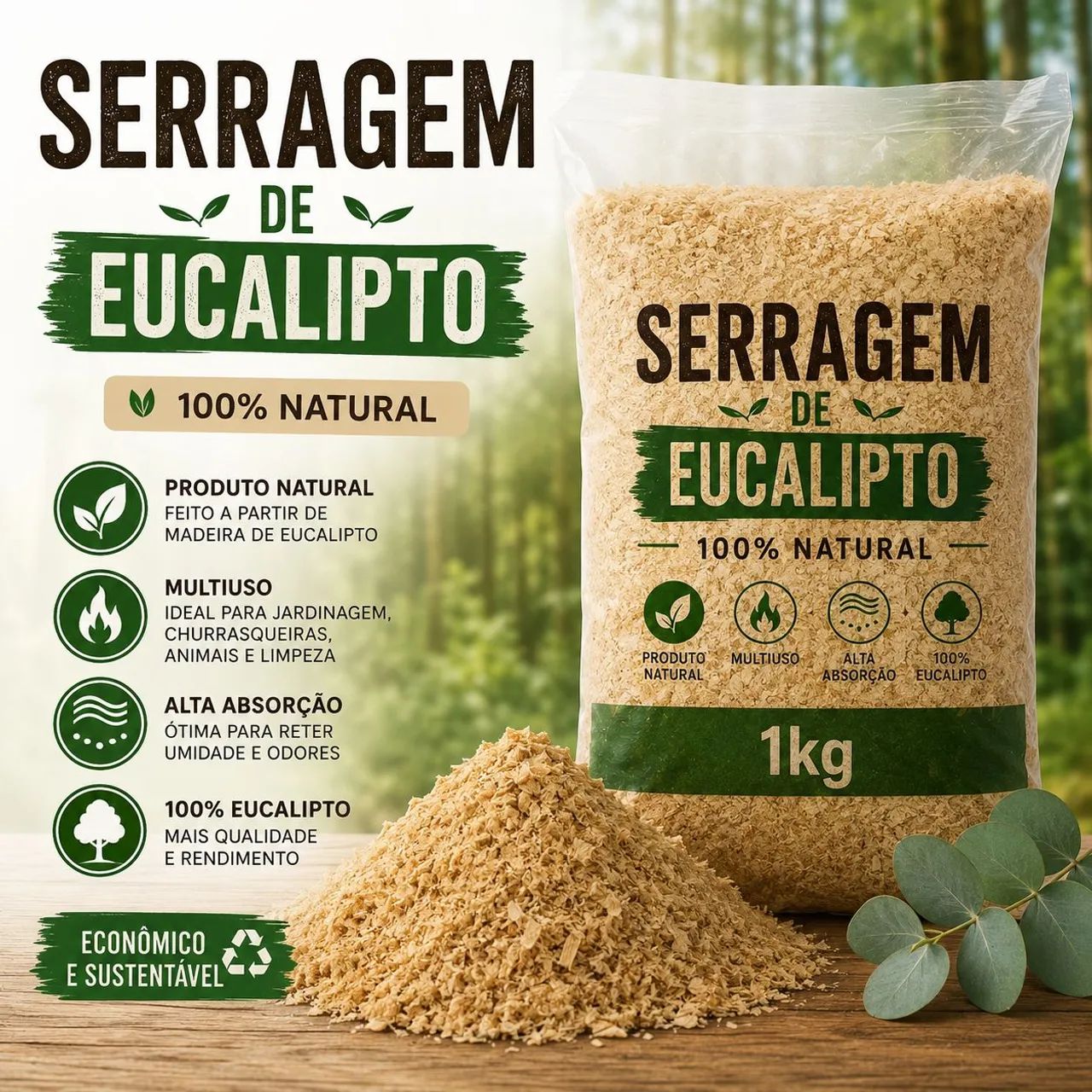 Serragem de eucalipto 2kg 