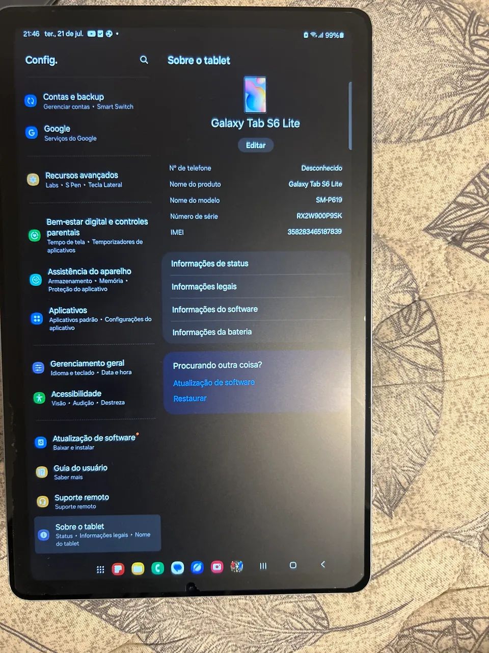Tablet Samsung Tab S6 li-te em perfeito estado sem marcas de uso - Foto 2