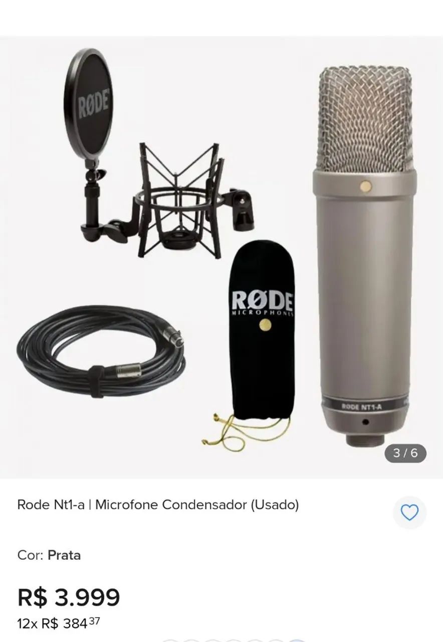 Microfone de Estúdio Rode NT1-A  - Foto 3