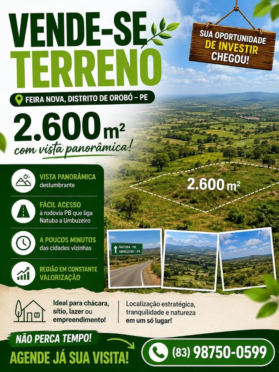 Excelente Terreno à Venda em Feira Nova de Orobó/PE