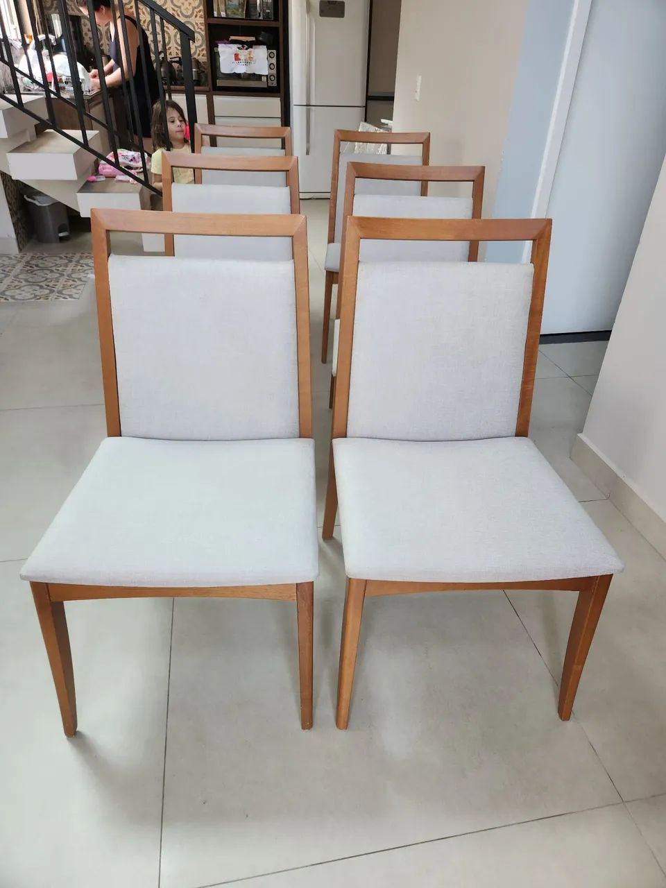 Jogo kit 6 Cadeiras para Mesa Jantar Linho Design Higienizadas 