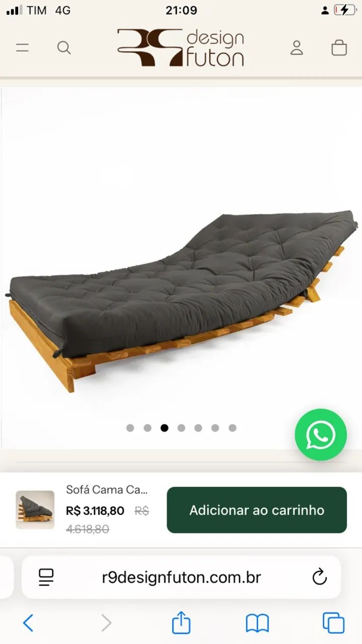 Cadeira e sofá cama de madeira 