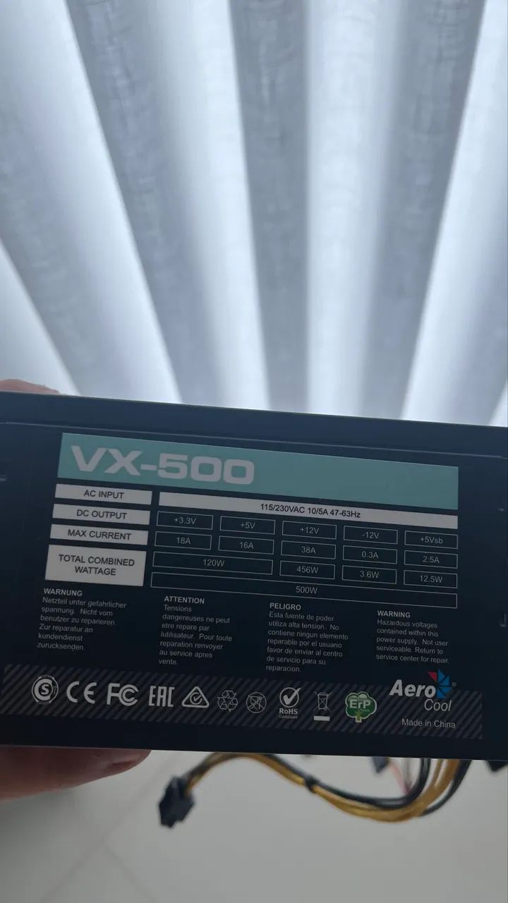 Fonte VX-500, usada durante 1 ano e 7 meses! 