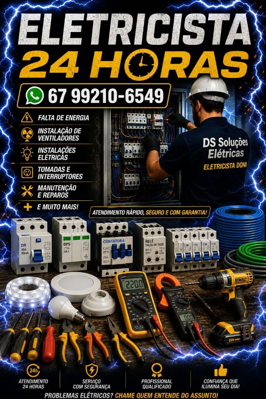 Eletricista residencial predial comercial 24horas 