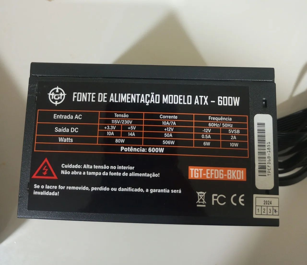 Fonte de alimentação gamer modelo ATX - 600W  - Foto 2