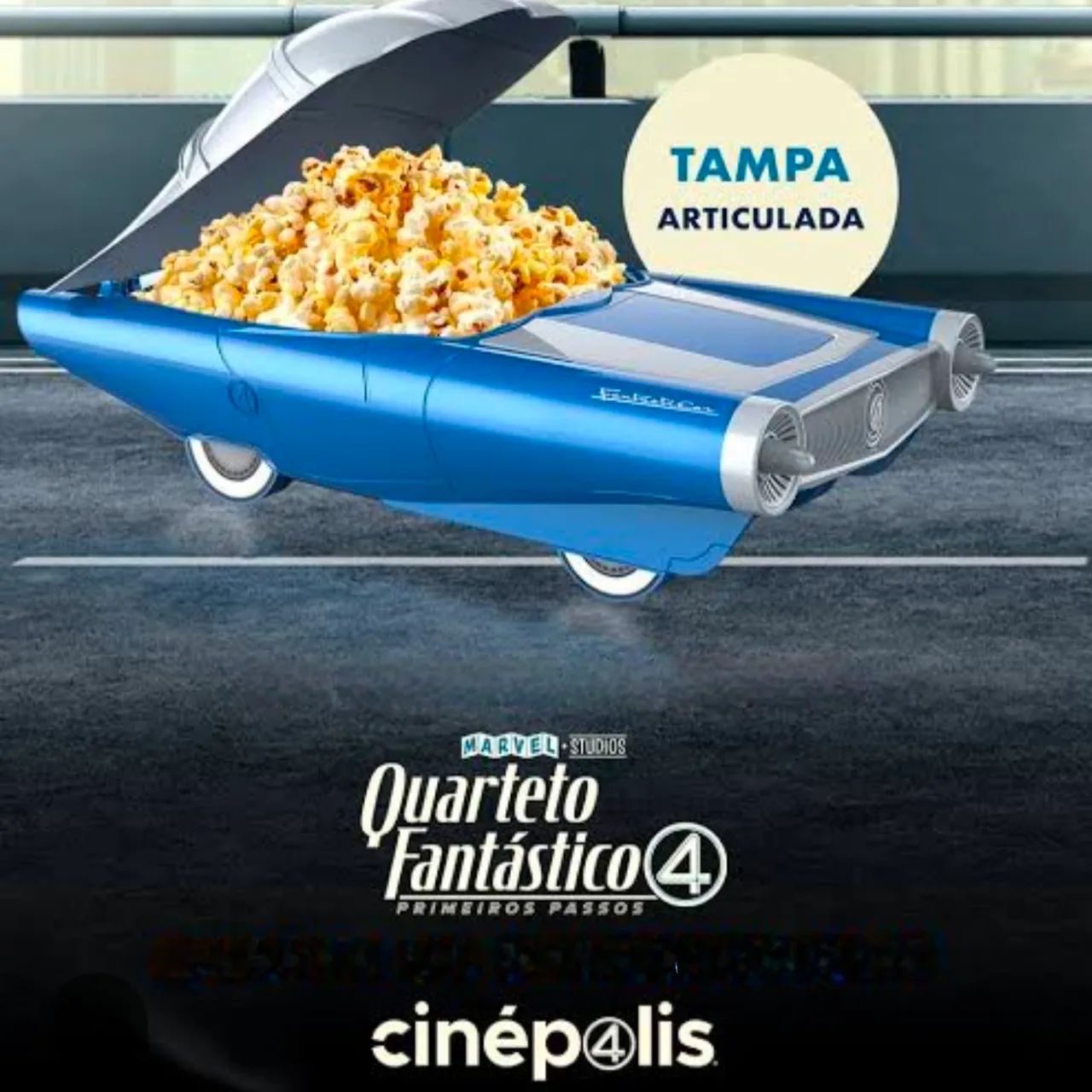 Balde de Pipoca Cinépolis Carro Quarteto Fantástico (Produto Original)