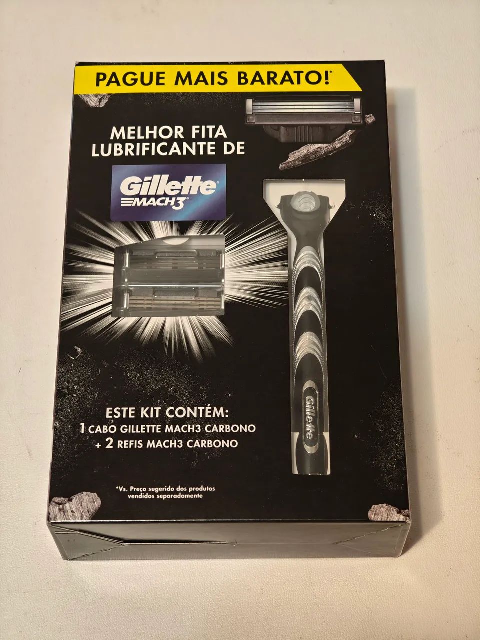 Kit Gillette Cabo Mach 3 Carbono + 2 Refis Mach 3 Carbono 