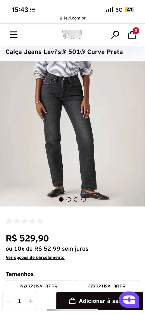  Calça levis modelo clássico 501 feminina 