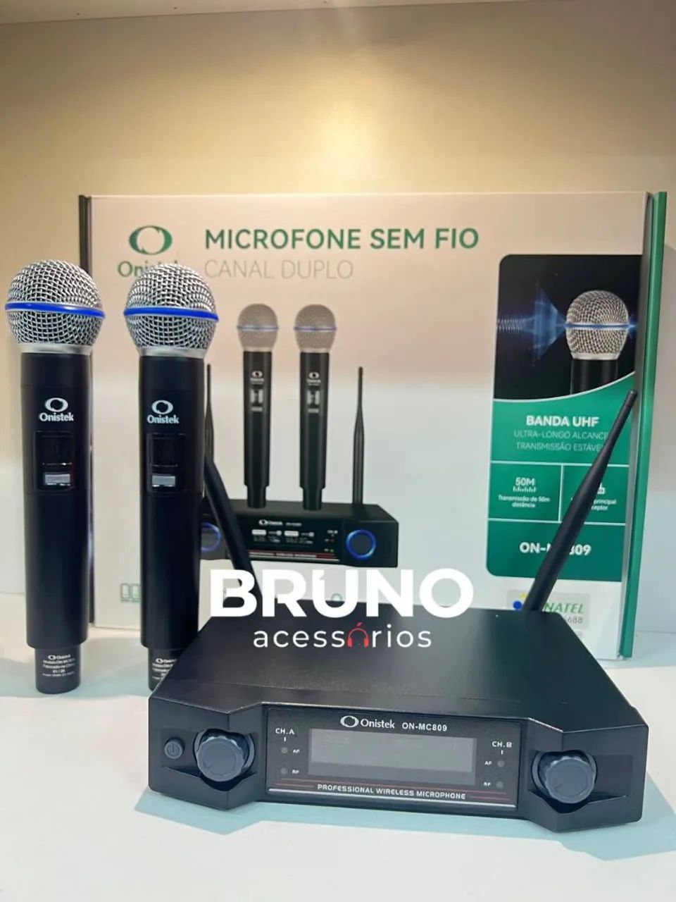 Microfone Sem fio Duplo 2 microfones