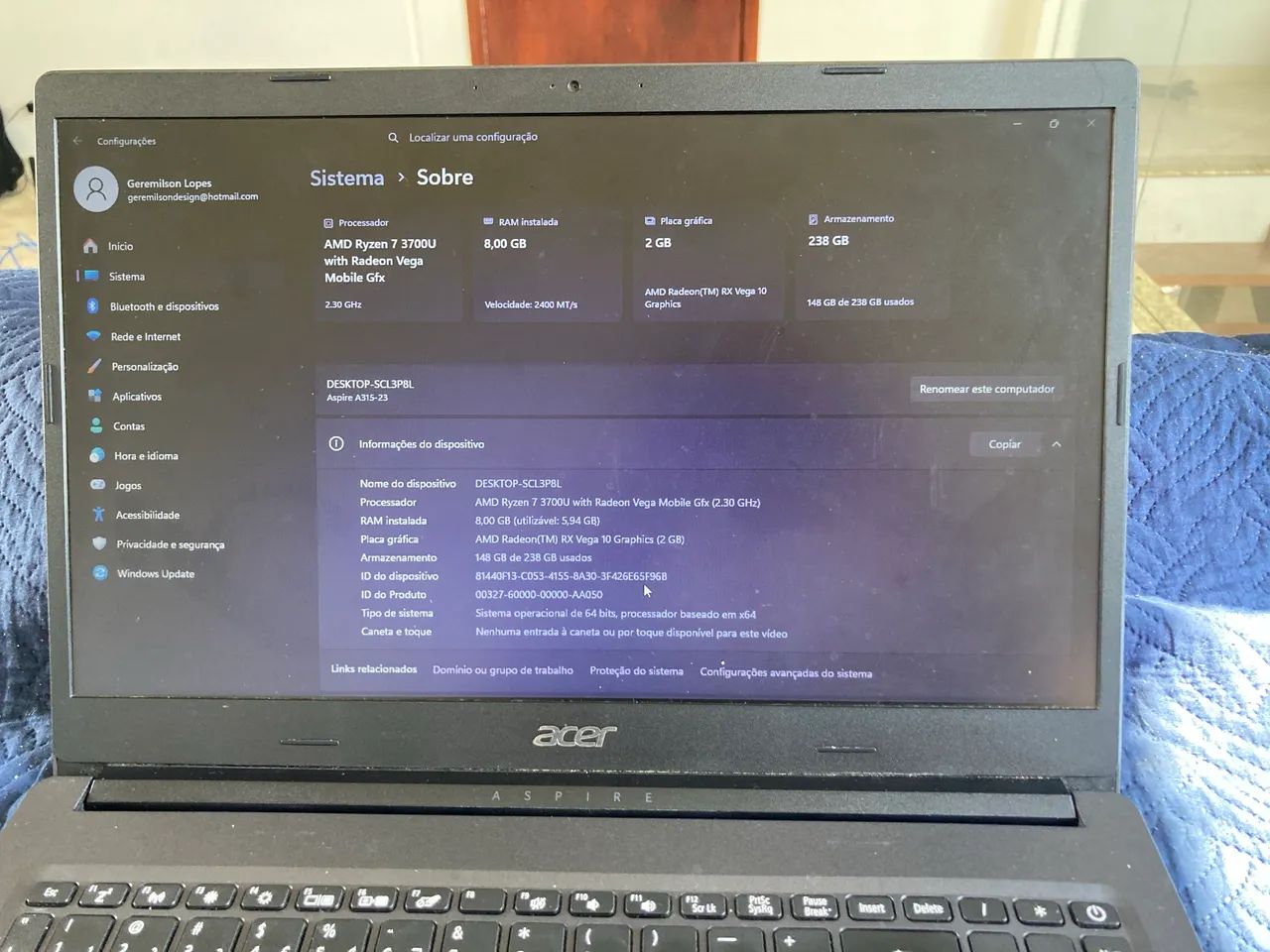 Notebook Acer Aspire NOVO