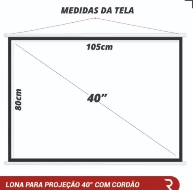 Tela de Projeção 40 Polegadas 105x80cm Portátil Com Cordinha Resistente Lona Premium - Foto 3