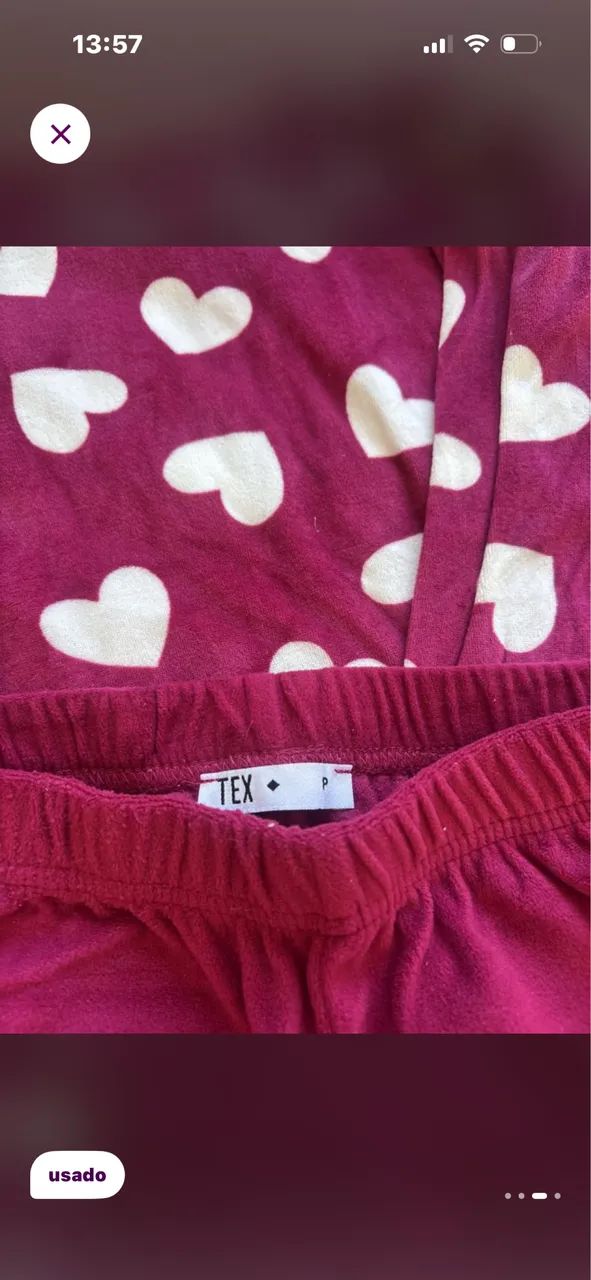 Pijama felpudo rosa de coração - Foto 2