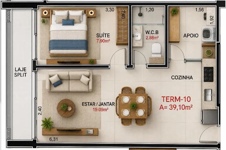 Ed. Lucarini | Jatiúca | 2 Unidades à Venda | Quarto e Sala | Próximo ao Mar - Foto 5