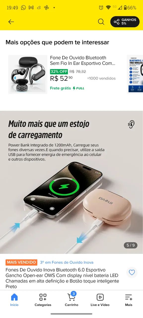 Fone de ouvido Bluetooth  - Foto 5