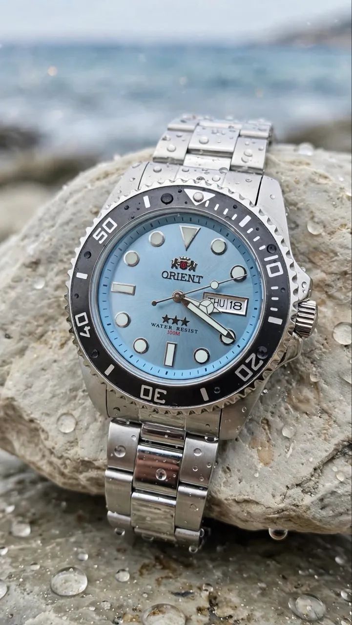 Relógio Orient Automático 3 estrelas azul celeste - Foto 2