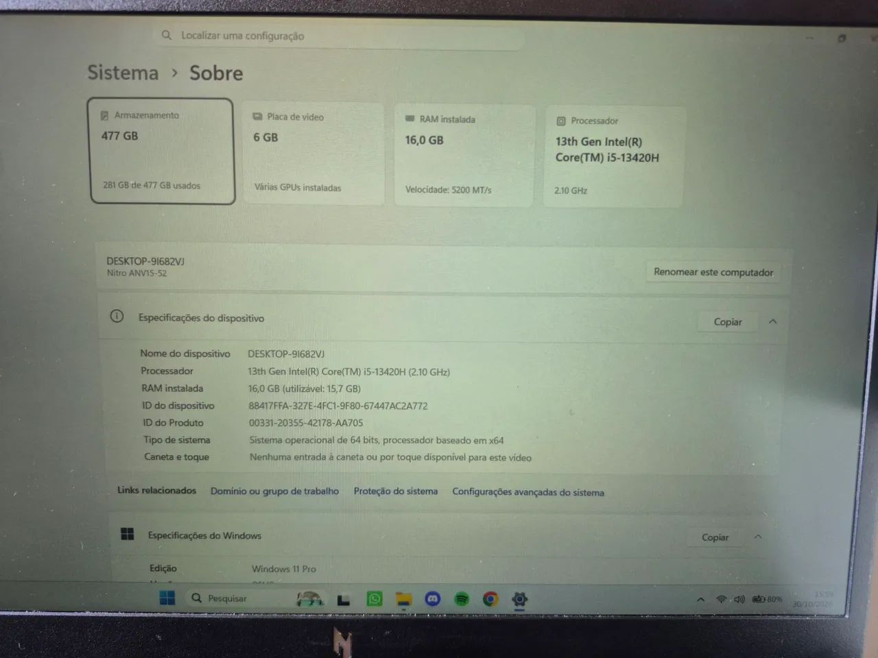 NOTEBOOK GAMER NITRO V15 - Foto 3