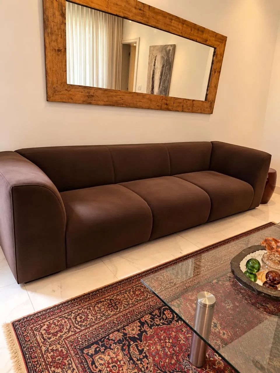 Sofa Marrom 3m - courino  - Foto 2