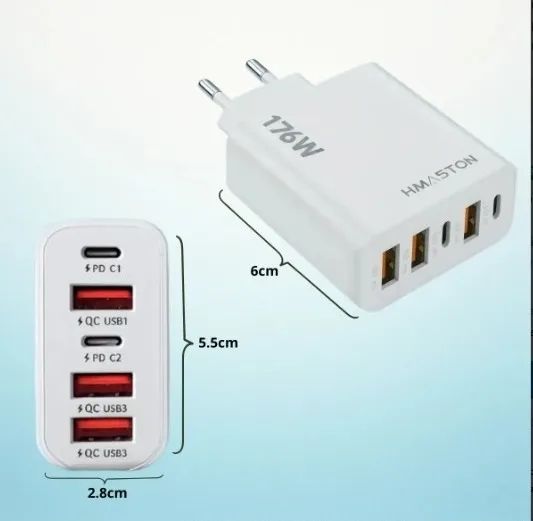 Carregador H'maston Y72-4 Turbo Usb-c/usb-a 176w - Acessórios de