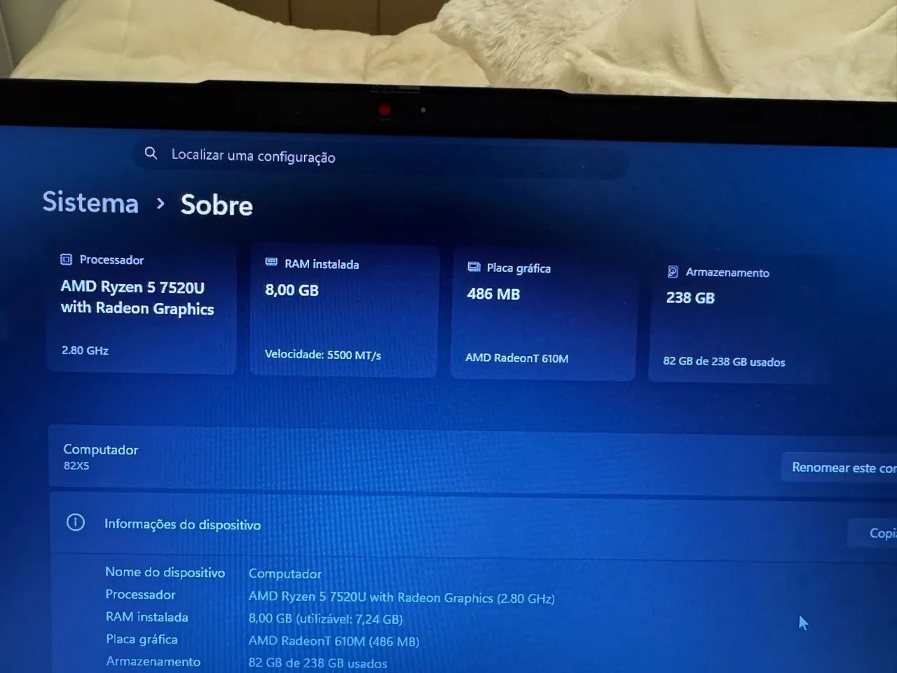 Notebook Lenovo IdeaPad 1 14AMN7 Ryzen 5 8GB RAM SSD - Foto 4