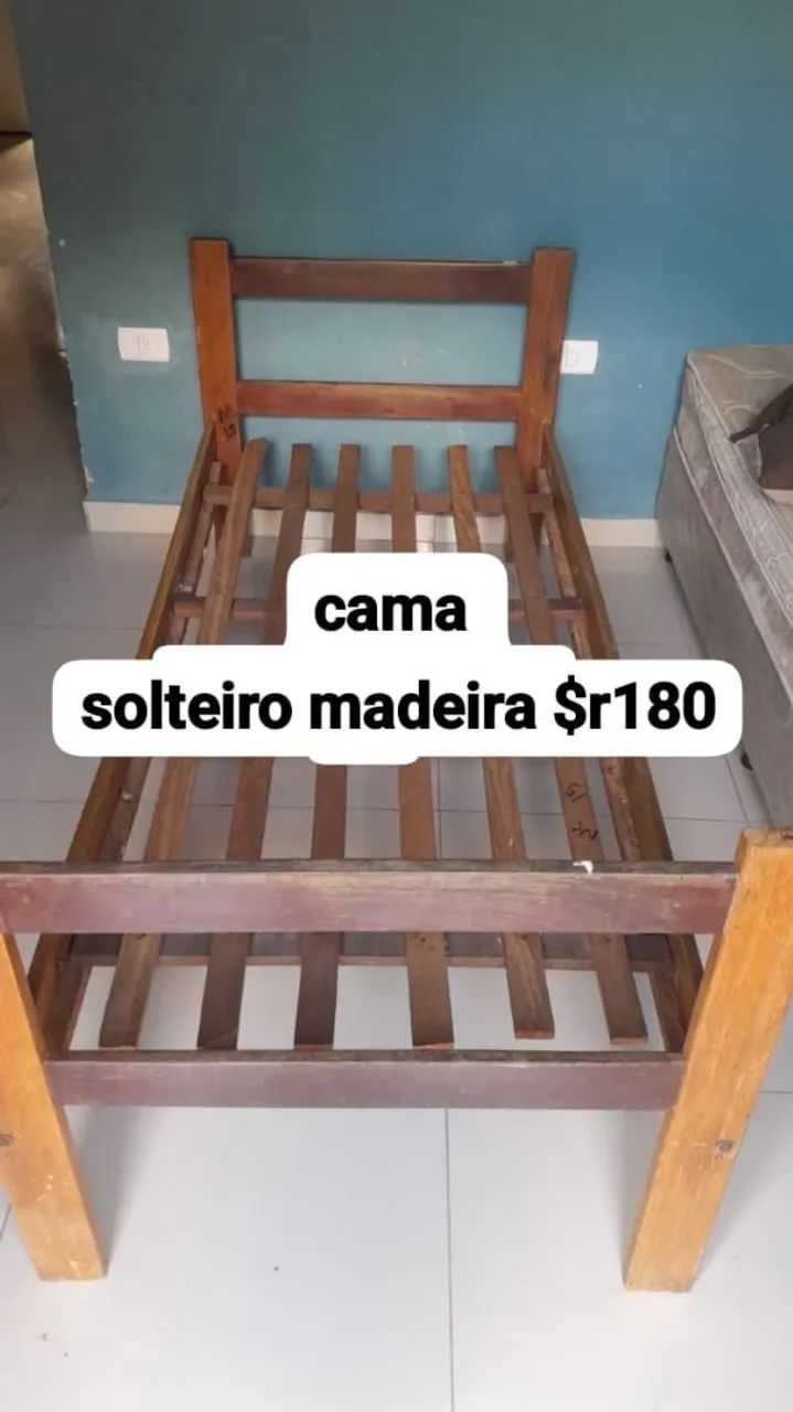 cama de madeira solteiro 