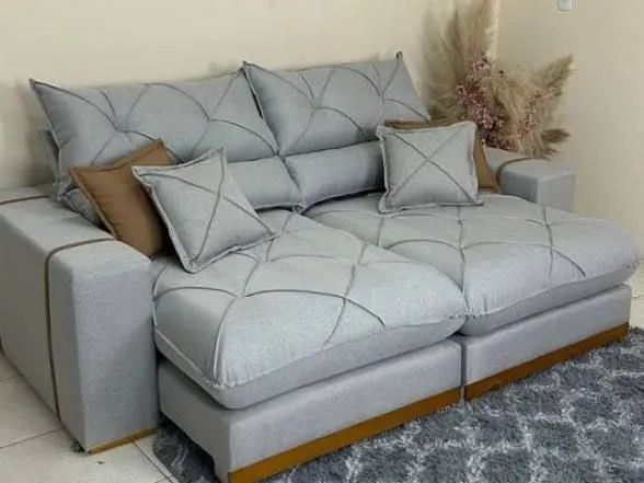 Sofá Gran bello 2,50 Molas ensacadas em linho bege ou cinza Promoção  - Foto 2